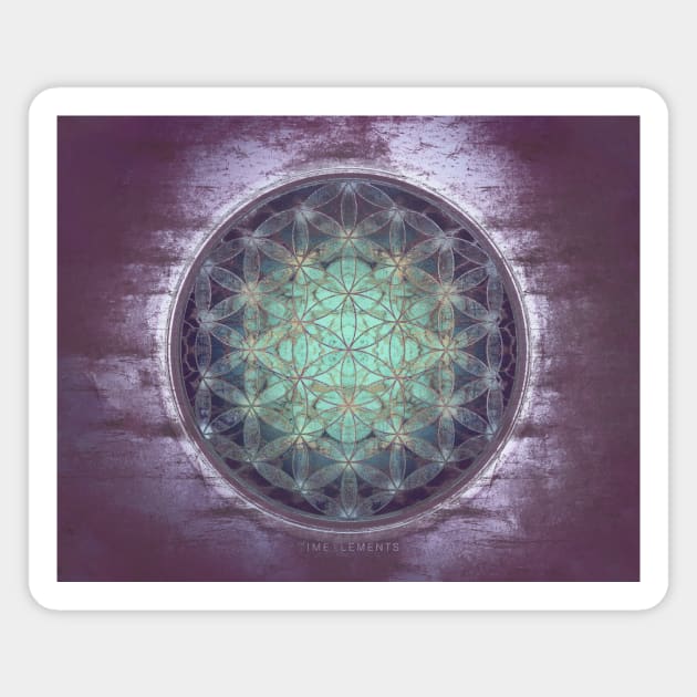 flower of life  purple aqua Magnet by filippob